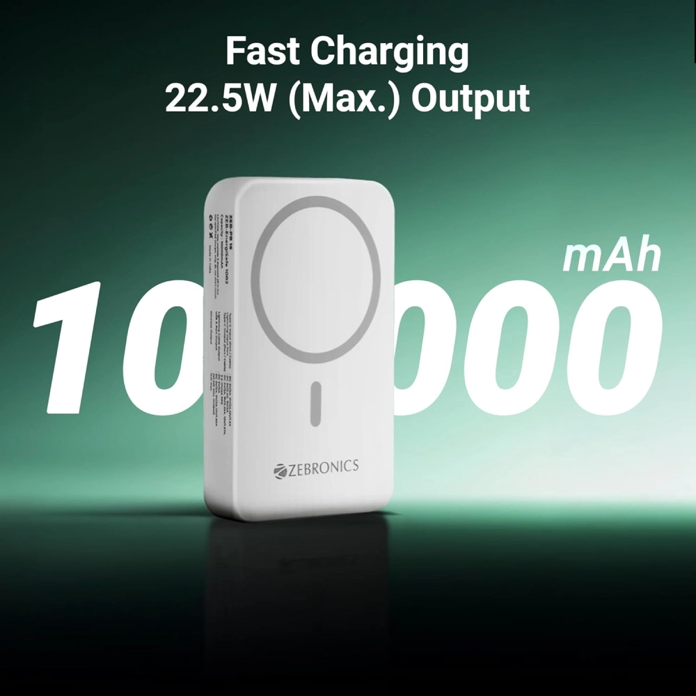 ZEBRONICS Power Bank 10000 mAh Magnetic Output with Type C & Lightning Cable (EnergiSafe 10R2) view 4